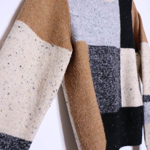 JOHN & JENN Speckled Colorblock Sweater Beige Knit Crewneck Casual Women's M - Picture 5 of 9